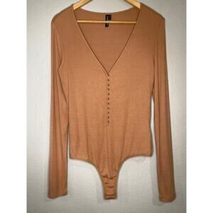 Marciano stretch ribbed buttery soft thong bodysuit L